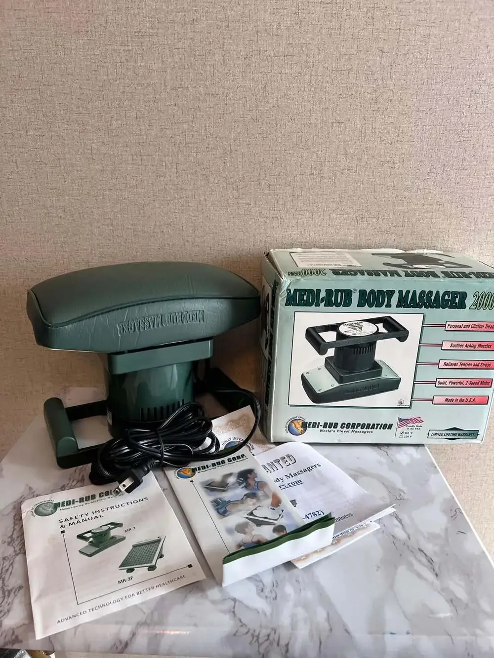 Medi-Rub Body Massager 2000 Plus MR-2 Green Professional 2-Speed Massager with O